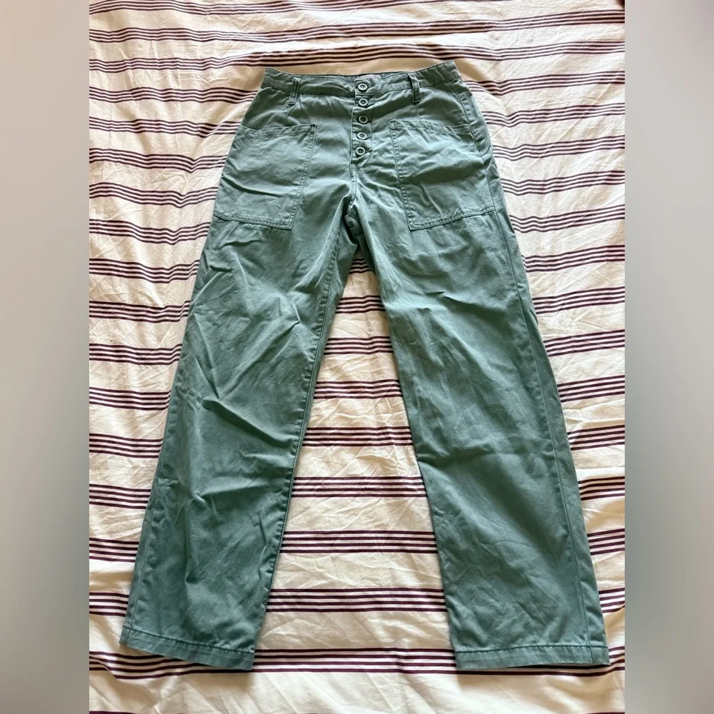Pistola Green Olive Cropped Cargo Pants High Waisted Size 27 - Picture 1 of 2